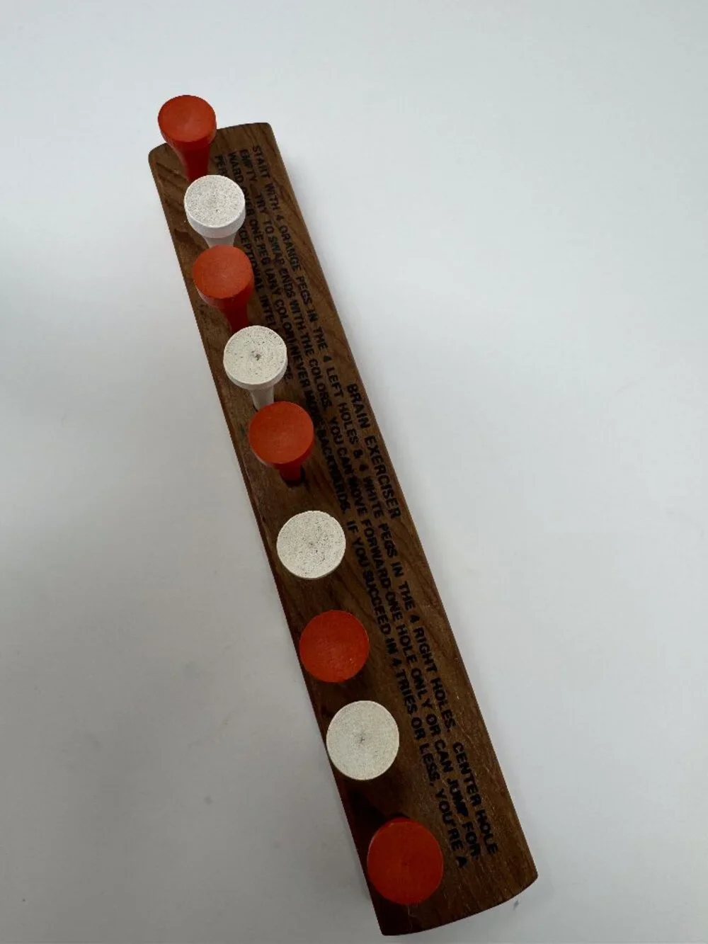 Vintage Wooden Peg Solitaire Puzzle Brain Teaser Game